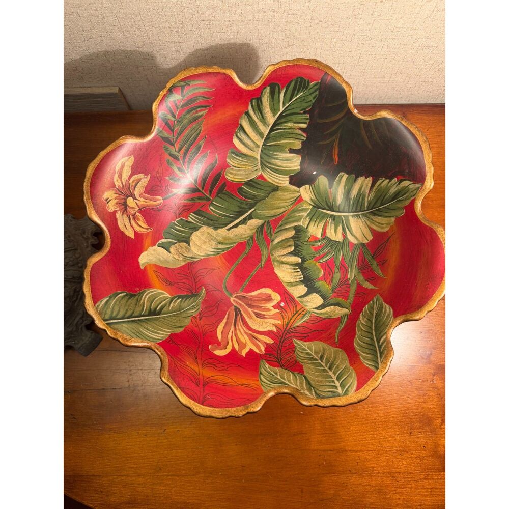 Ceramic tropical pedestal bowl.
